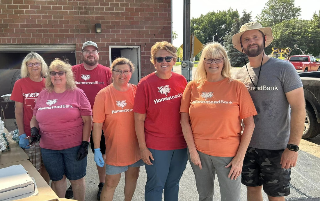 Staff from Homestead Bank in St. Paul held a customer appreciation community cookout on July 14.